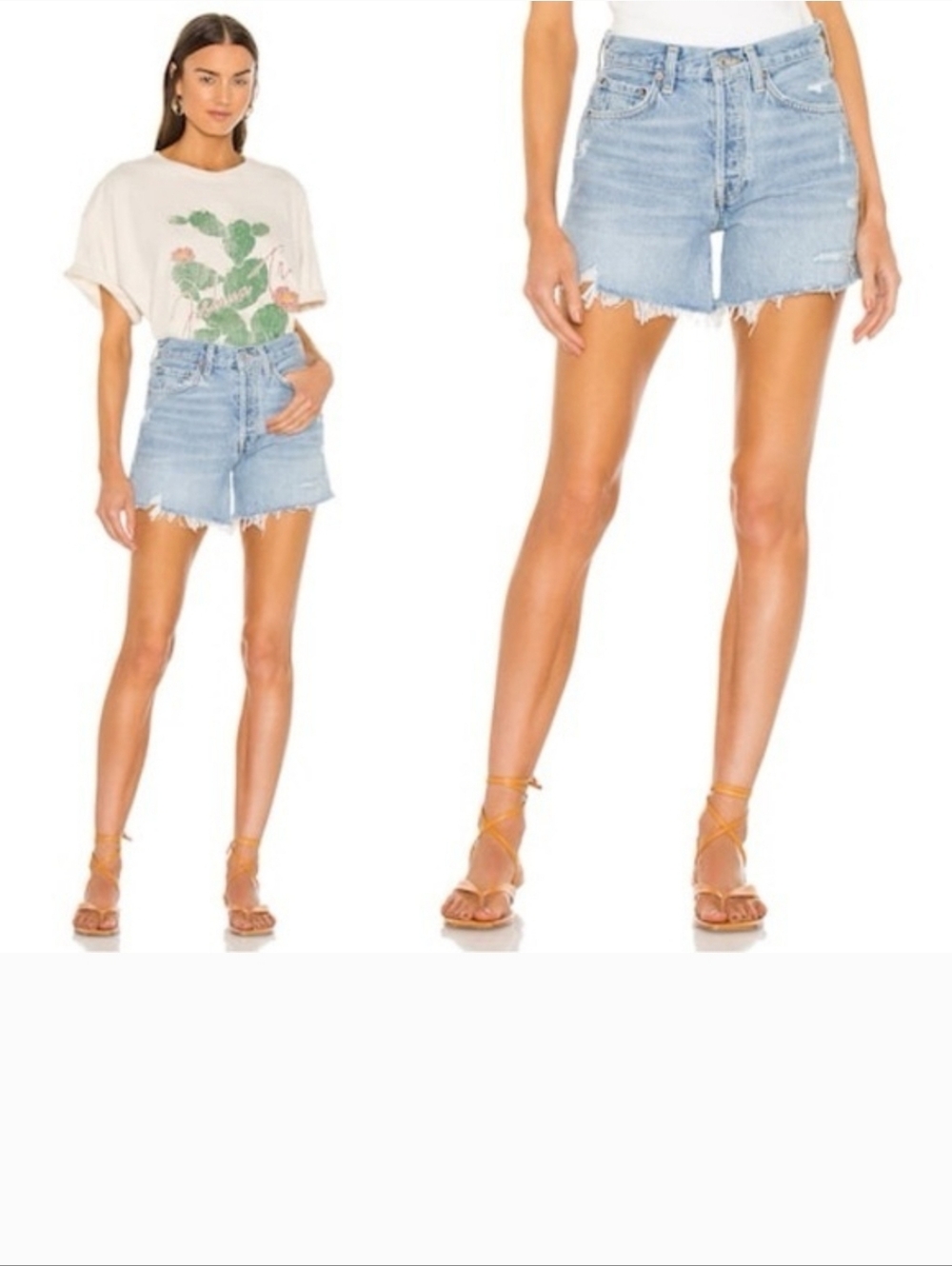 Agolde Parker Long Button Fly Distressed Short In Swapmeet